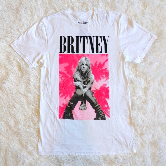 Britney Brand Tops - Britney || Britney Spears Graphic Tshirt, Size Small, White with Pink & Black